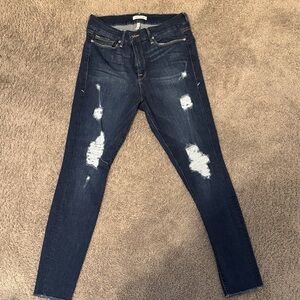 Good American Dark Blue Distressed Skinny Jeans